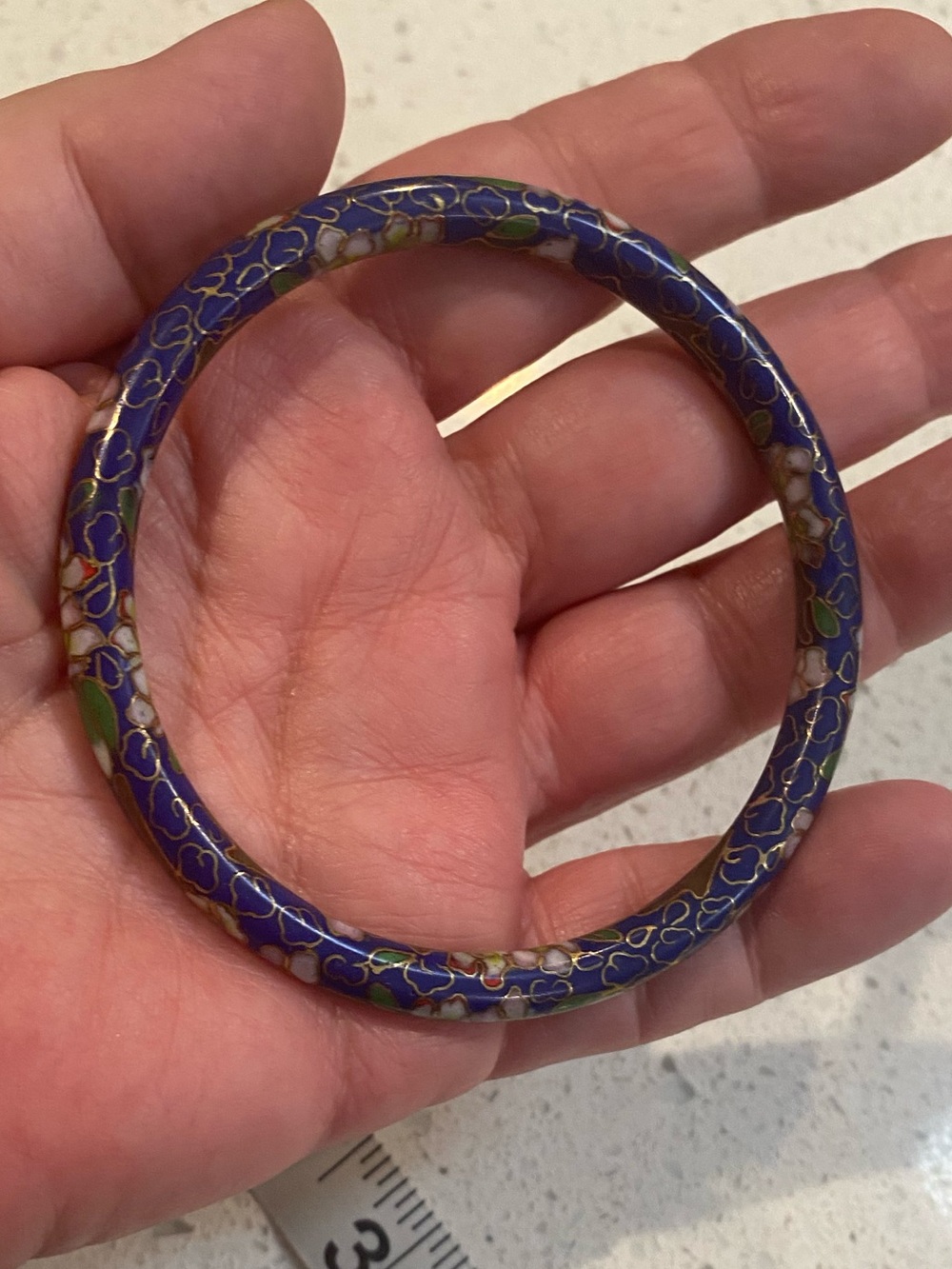 Vintage Cloisonne’ Floral Bangle Bracelet Retro Boho MCM Cottagecore Whimsical